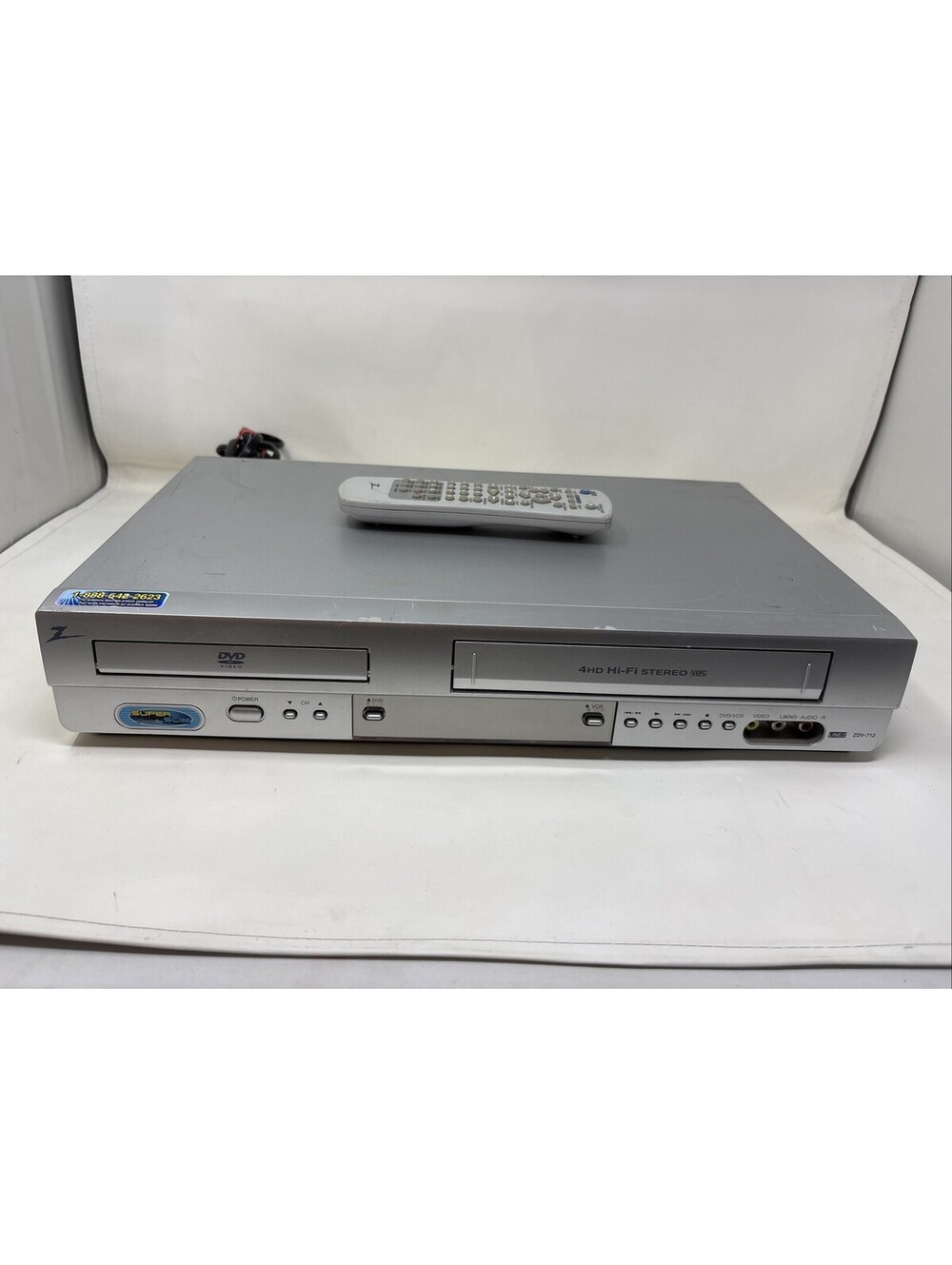 Zenith ZDV-712 Video Cassette Recorder VCR / DVD Combo 4HD Hi-Fi W/Remote Tested
